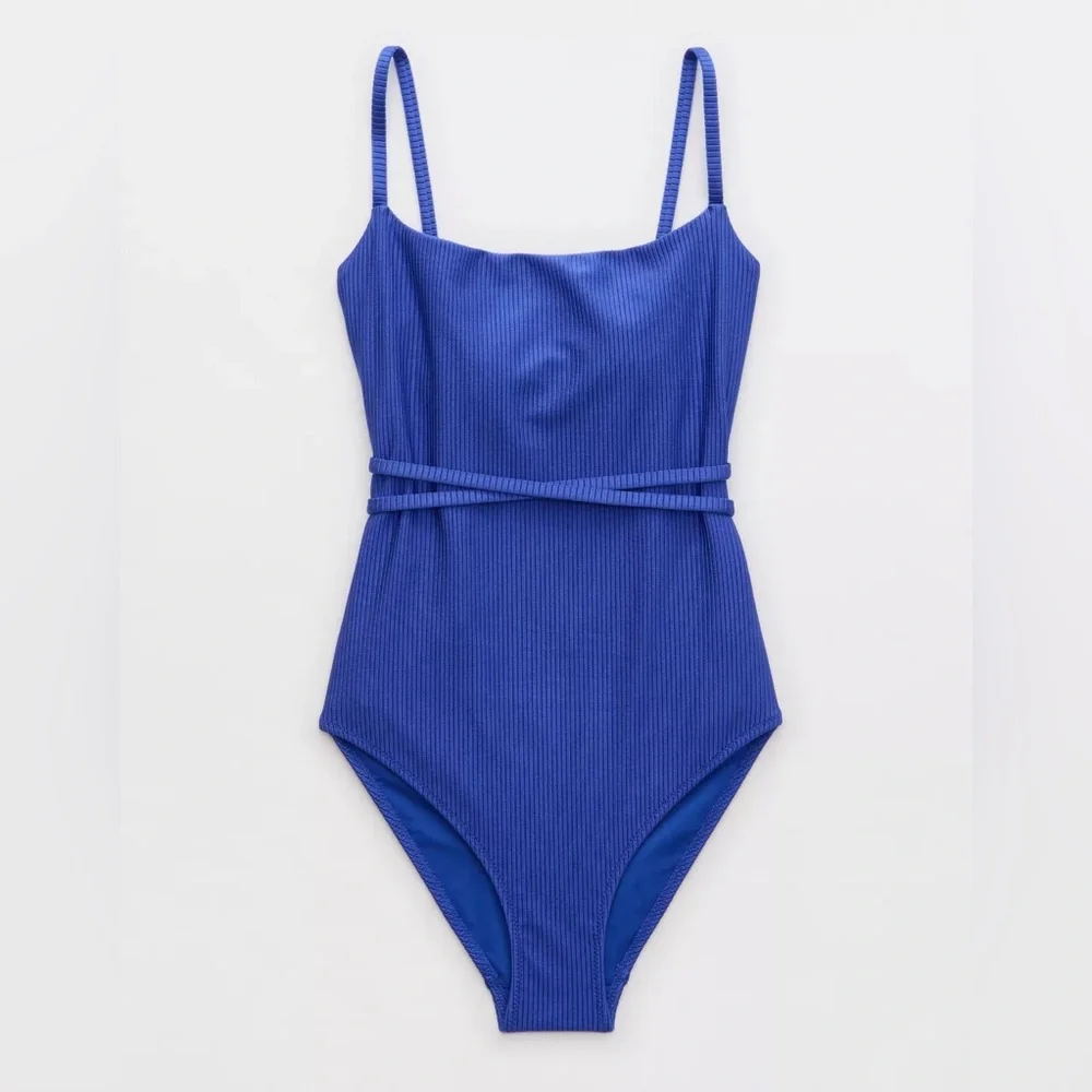 NWT Aerie Shine Rib Strappy Scoop Full Coverage One Piece - Picture 4 of 5